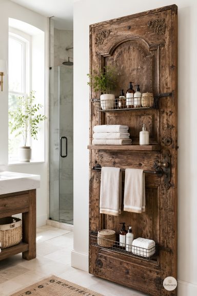 Badezimmer Modernes Badezimmer mit Holztüre