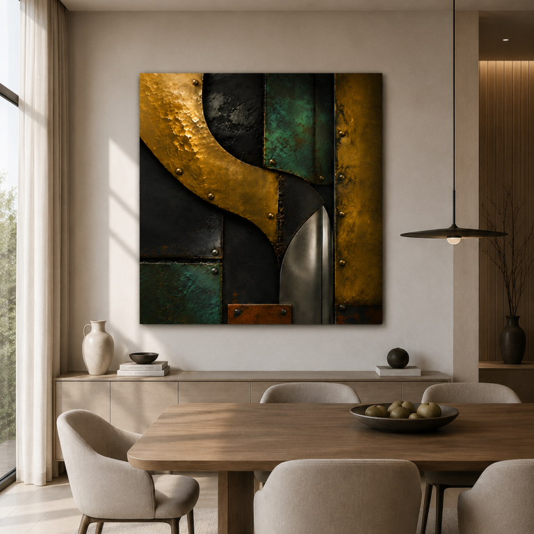 Portret Abstraktes Wandbild als gerahmtes Kunstrdruck